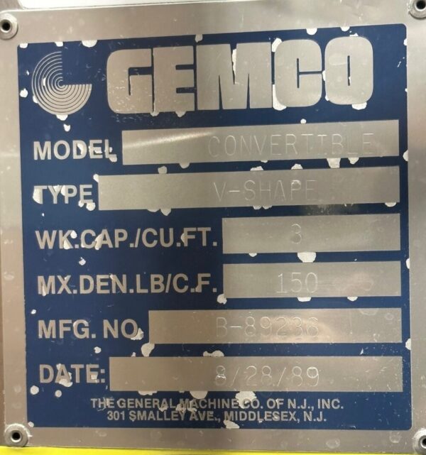 One Used 3 cu. ft. Gemco Twin Shell Blender, Stainless Steel Construction - Image 5