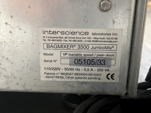 One used Interscience Lab Bagmixer 3500 JumboMix, Model VP - Image 2