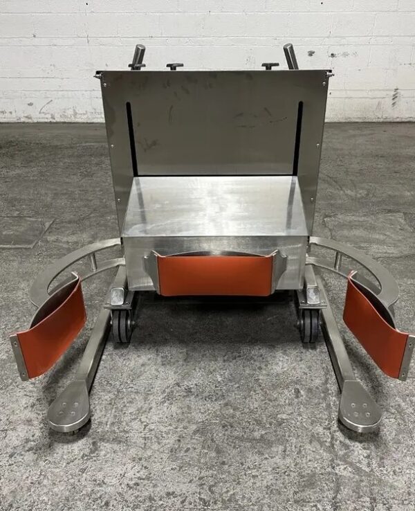 One Used EHS Drum Handler, Model DL500, Stainless Steel Construction, 150 kg. Capacity