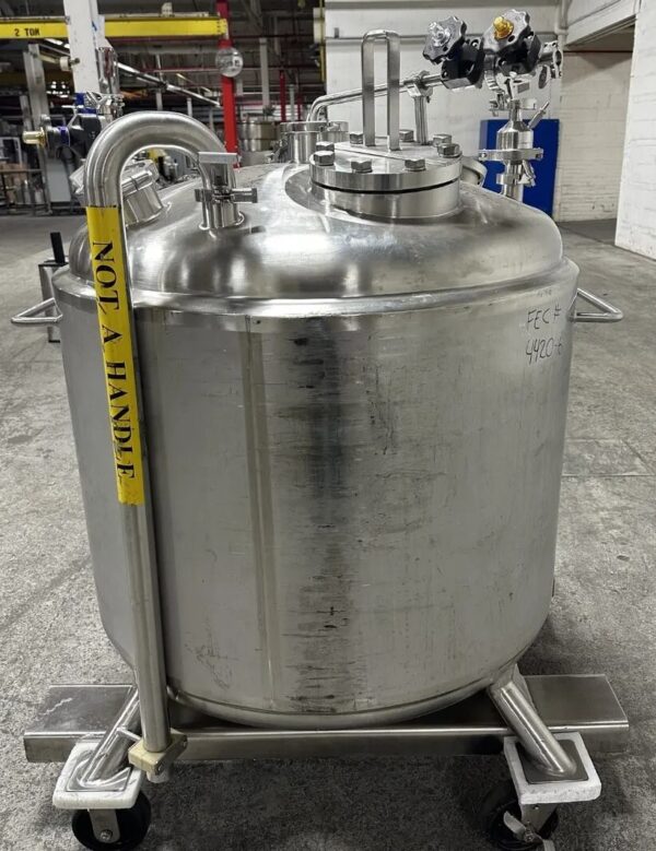 One of 4 Available Used 600 Liter Precision Stainless Jacketed Receiver Vessels, 316L SS Construction - Image 2