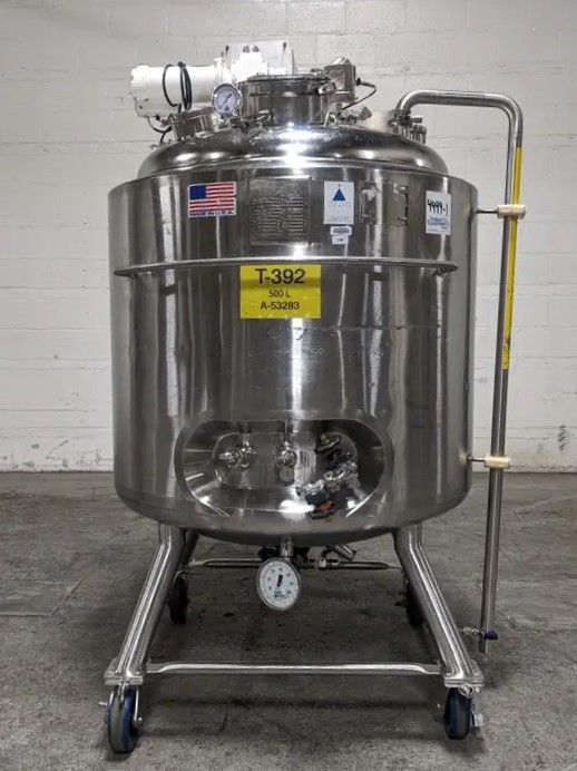 One Used 500 Liter Precision Stainless Reactor, 316L S/S, with Lightnin Mixer