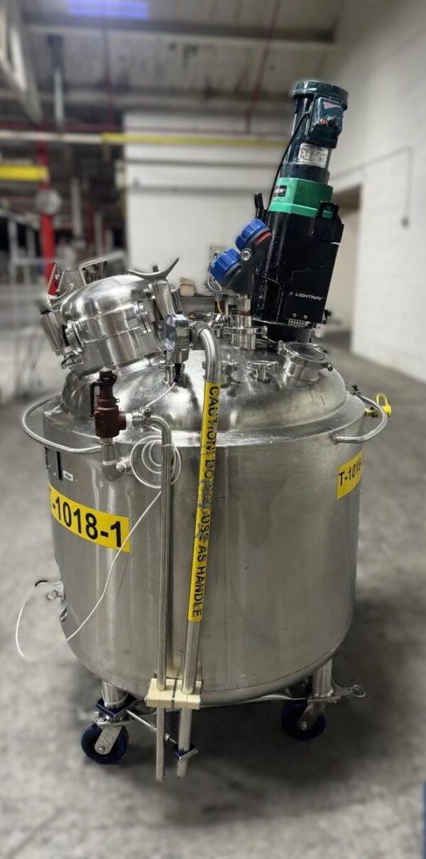 One Used 500 Liter Precision Stainless Reactor, 316 S/S, with Lightnin Mixer - Image 3