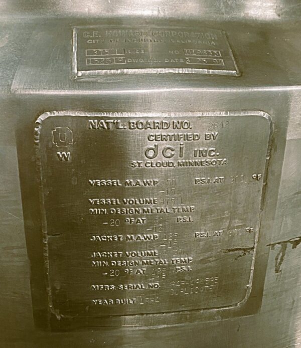 One Used DCI 375 L Jacketed Vessel - Image 2